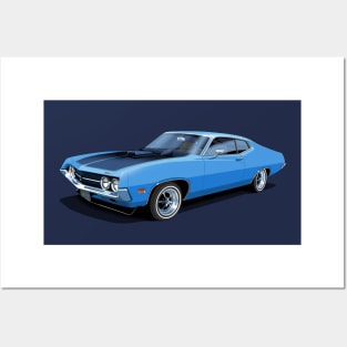 1970 Ford Torino Cobra Jet in winter blue Posters and Art